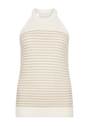 LIU JO striped ribbed-hem top - White