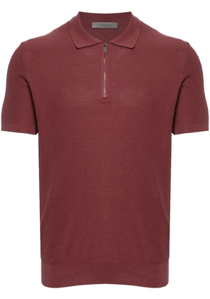 Corneliani patterned-jacquard polo shirt - Red