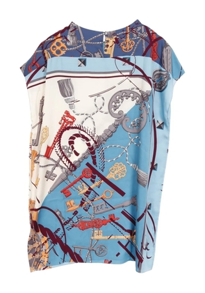Hermès Pre-Owned 2010s Les Cles silk T-shirt dress - Blue