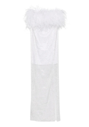 Santa Brands feathers-detailed midi dress - White