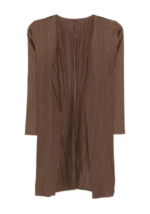 Pleats Please Issey Miyake pleated open-front coat - Brown