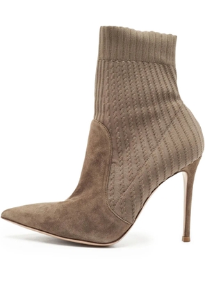 Gianvito Rossi 110mm knitted-ankle suede boots - Brown