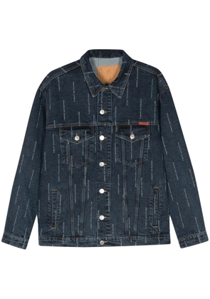 Martine Rose embroidered-slogan denim jacket - Blue