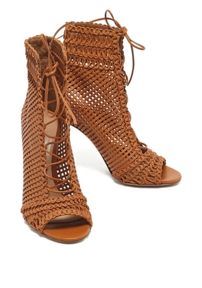 Gianvito Rossi woven lace-up boots - Brown