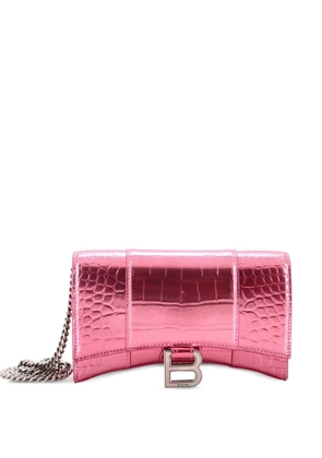 Balenciaga Pre-Owned Hourglass Chain Wallet Crocodile Embossed Leather clutch bag - Metallic
