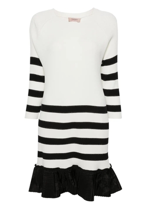 TWINSET stripe-print flounce-hem dress - White