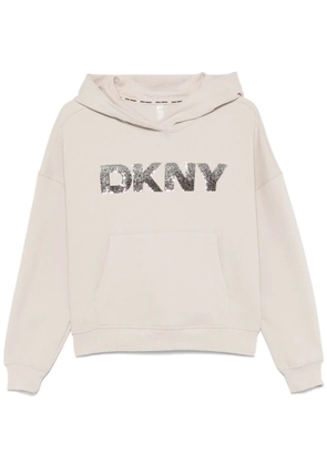 DKNY sequin-logo hoodie - Neutrals