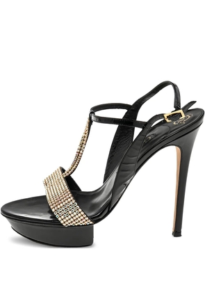 Gina pre-owned 135mm rhinestone-embellished sandals - Black