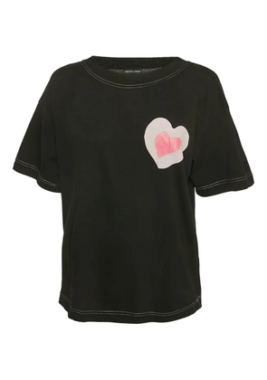 Emporio Armani Pre-Owned heart-appliqué cotton T-shirt - Black