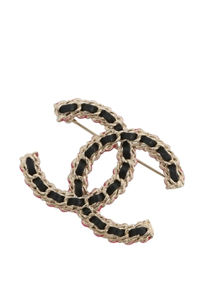 CHANEL Pre-Owned 2023 CC Gold Plated Leather Brooch costume brooch