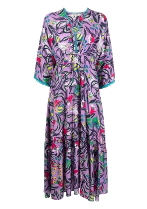 DVF Diane von Furstenberg graphic-print mid-length dress - Purple