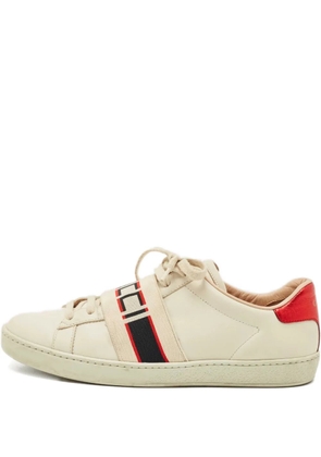 Gucci Pre-Owned Ace logo-detail leather sneakers - Neutrals