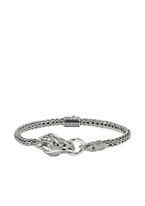 John Hardy sterling silver Naga diamond and sapphire bracelet