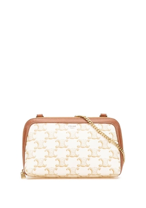 Celine Pre-Owned 2021 Triomphe Coated Canvas Clutch On Chain crossbody bag - White