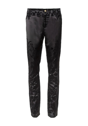 Just Cavalli Vintage pre-owned embroidered satin trousers - Black