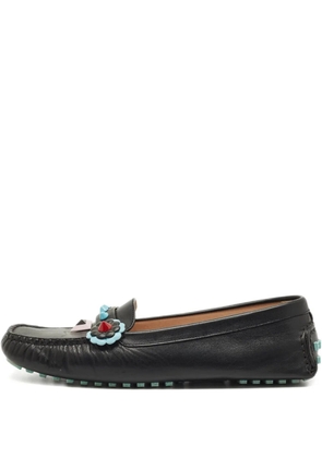 Fendi Pre-Owned Flowerland leather loafers - Black