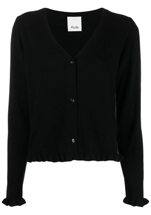 Allude ruffle-edge virgin wool-cashmere cardigan - Black