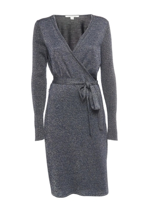 DVF Diane von Furstenberg 2023 metallic wrap midi dress - Blue