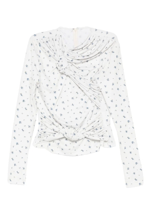 Rokh floral-print knot-detail blouse - White