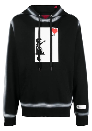 Mostly Heard Rarely Seen 8-Bit Floating Heart graphic-print cotton hoodie - Black