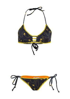 Brigitte airplane-print bikini - Blue