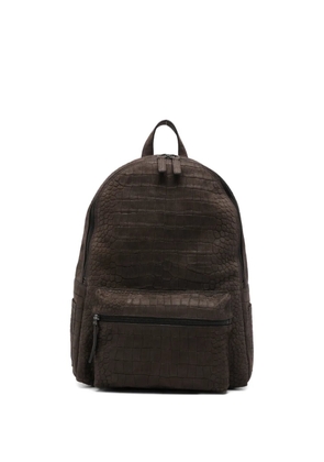 Orciani Freedom crocodile-effect zip backpack - Brown