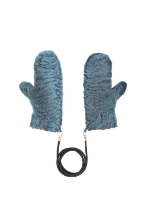 Liska faux-fur mittens - Blue