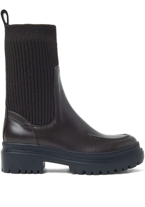 Peserico knitted-panel leather boots - Brown