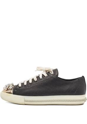 Miu Miu Pre-Owned crystal-embellished sneakers - Black