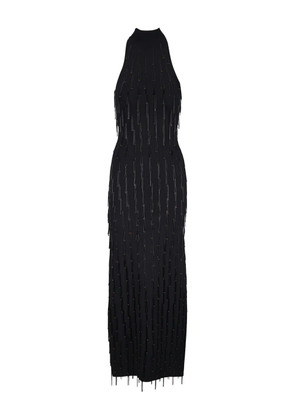 Galvan London Bugle beaded maxi dress - Black