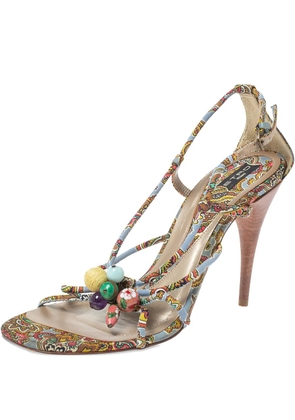 Etro Pre-Owned 110mm paisley-print beaded sandals - Brown
