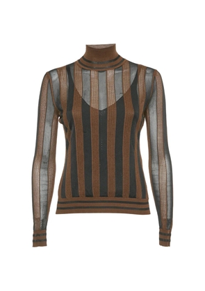 Fendi Pre-Owned striped turtleneck knit top - Brown
