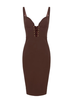 Elisabetta Franchi criss-cross detailed mini dress - Brown
