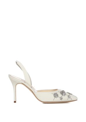 Manolo Blahnik Ralyne crystal-embellished slingback pumps - White