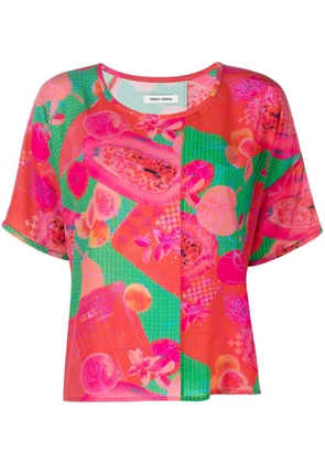 Henrik Vibskov abstract-print silk T-shirt - Green