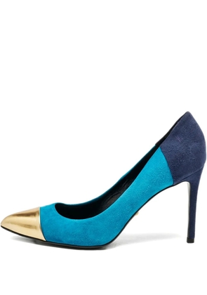 Gucci Pre-Owned 95mm suede panelled pumps - Blue