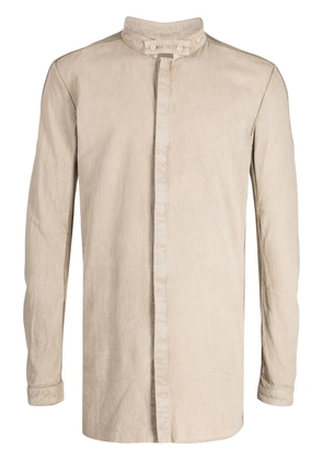 Boris Bidjan Saberi collarless cotton shirt - Neutrals