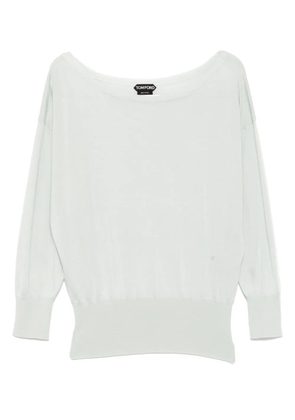 TOM FORD embroidered-logo boat-neck top - Green