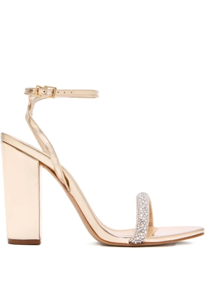 Schutz 115mm crystal-embellished block-heel sandals - Gold