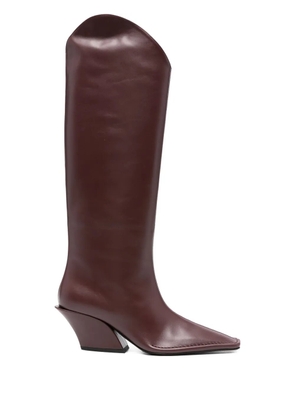 Mugler 70mm pointed-toe leather boots - Red