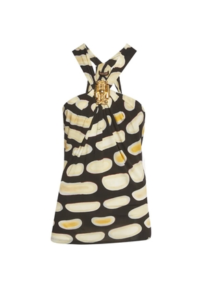 Roberto Cavalli Halterneck brooch top - Neutrals