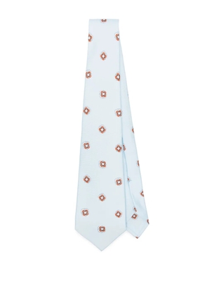 Kiton patterned silk tie - Blue