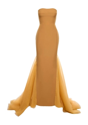 V:PM ATELIER strapless tulle-overlay gown - Yellow
