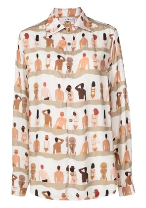 Amir Slama swimmer-print oversize shirt - Neutrals