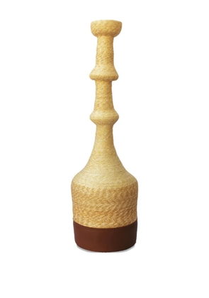 catarzi raffia leather-detail vase - Neutrals