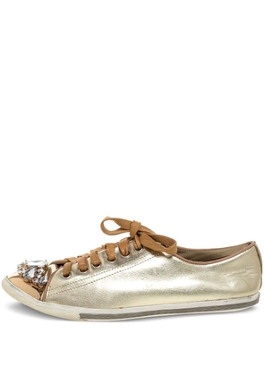 Miu Miu Pre-Owned crystal-embellished sneakers - Gold