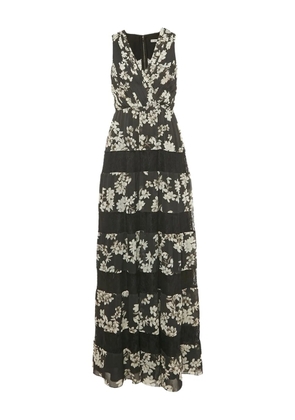 alice + olivia floral-lace tiered maxi dress - Black