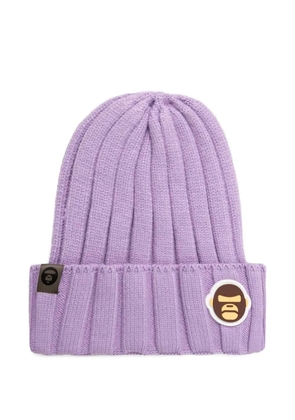 A BATHING APE® Aldo ribbed logo-patch beanie - Purple