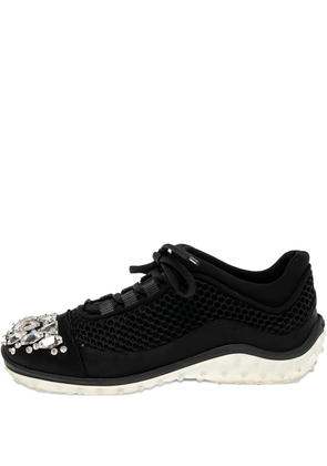 Miu Miu Pre-Owned mesh crystal-embellished sneakers - Black
