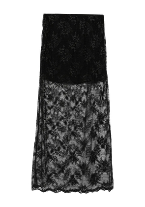 SO ALLURE lace datail straight skirt - Black